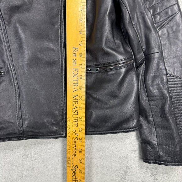 Wilsons Vintage USA Womens Leather Motorcycle Jacket Biker Moto Racer Black M - Picture 6 of 7